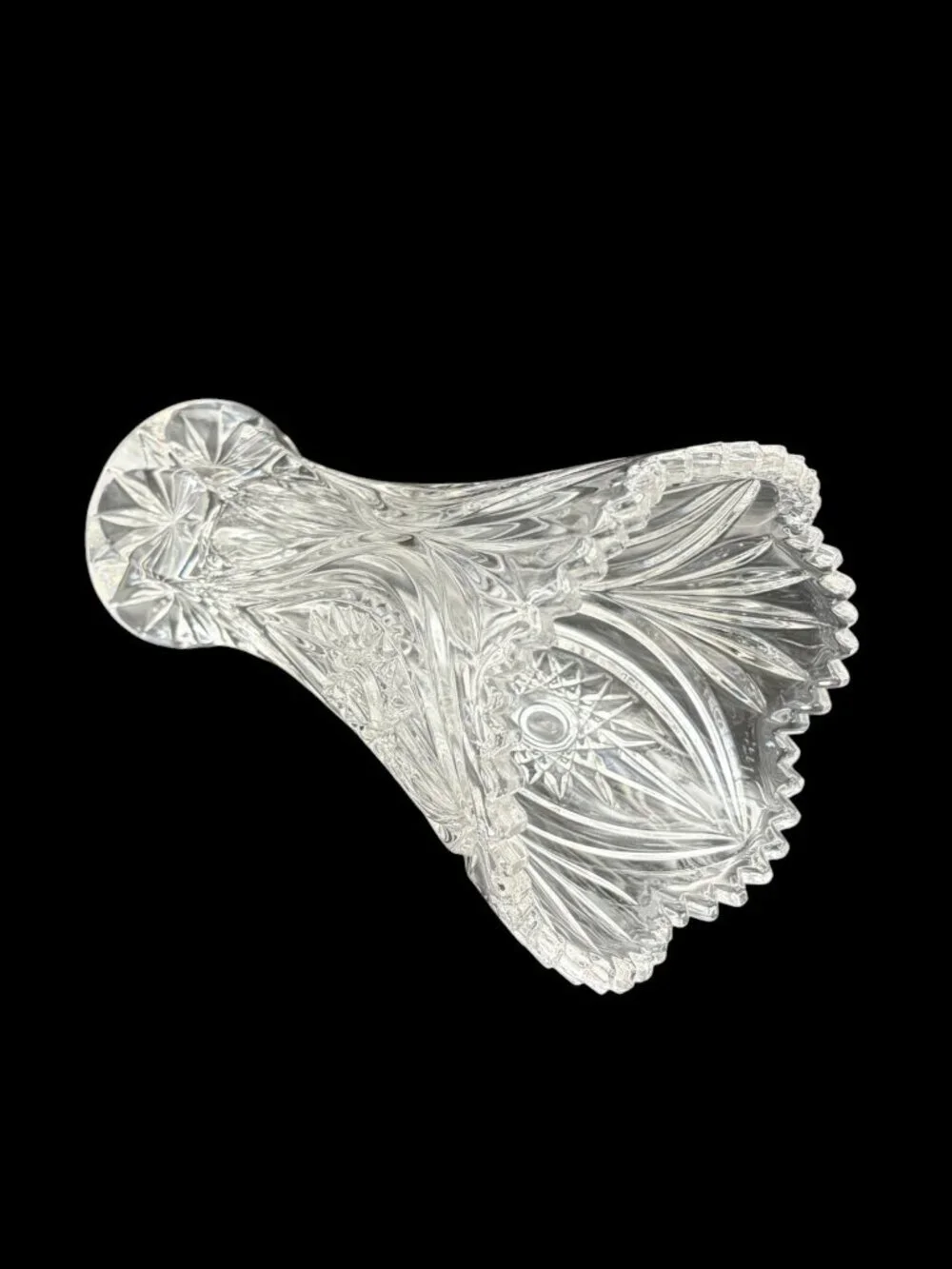 Vintage Nachtmann Bavarian Crystal Vase Starburst Cut Glass Germany 9.5